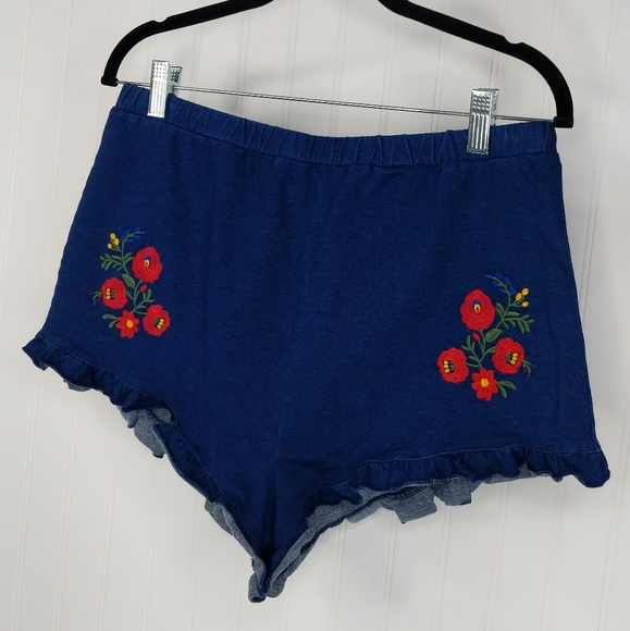 F21 Embroidered Ruffled Soft High Waist Shorts NWT Sz L - Picture 4 of 11